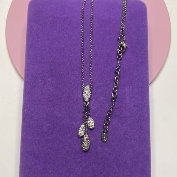 💛 Monet White Gold Plated CZ Tassel Necklace - Picture 1 of 5